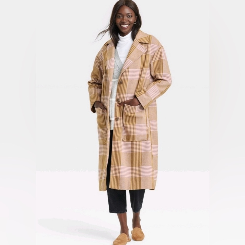 Plaid trench long overcoat A New Day XXL
pink and tan - Picture 2 of 7
